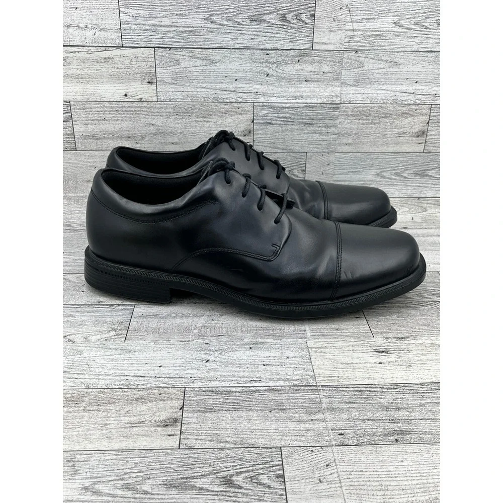 Rockport Men Black Leather Waterproof Cap Toe Oxford‎ Dress Shoes Lace Up Sz 10M